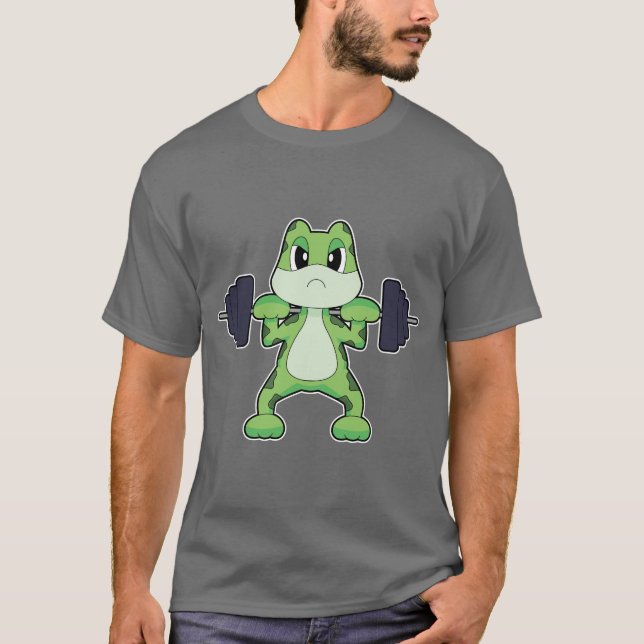 Frog Bodybuilder Dumbell-Bodybuilding T-Shirt (Vorderseite)