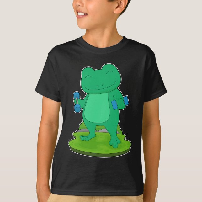 Frog Bodybuilder Dumbell-Bodybuilding T-Shirt (Vorderseite)