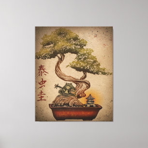 Frog Bonsai Tree Art Design Animal Lover Gift Leinwanddruck