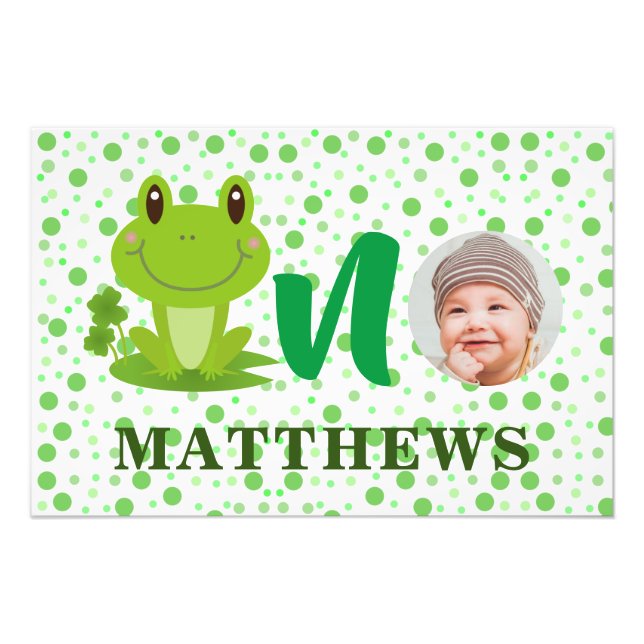 Frog Cartoon Baby Foto Green Dots Muster (Vorne)