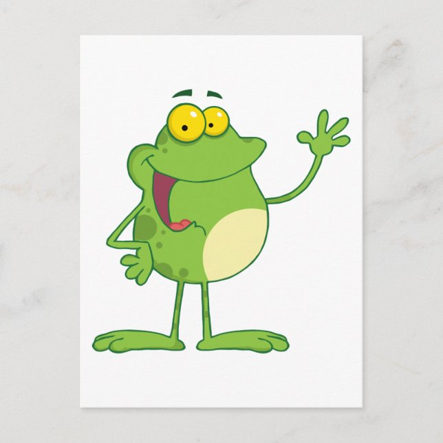 Frog Cartoon Mascot-Charakter Wellen ein Gruß Postkarte (Vorderseite)