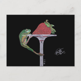 FROG CATCHING A STRAWBERRY POSTKARTE