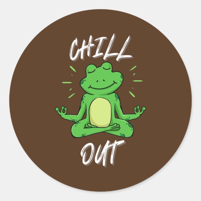 Frog Chill Out Funny Yoga & Meditation Geschenk Runder Aufkleber (Vorderseite)