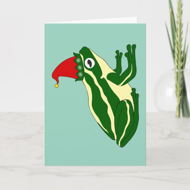 Frog Christmas Card Feiertagskarte (Vorderseite)
