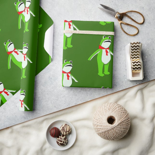 Frog Christmas Holiday Geschenkpapier (Kunsthandwerk)