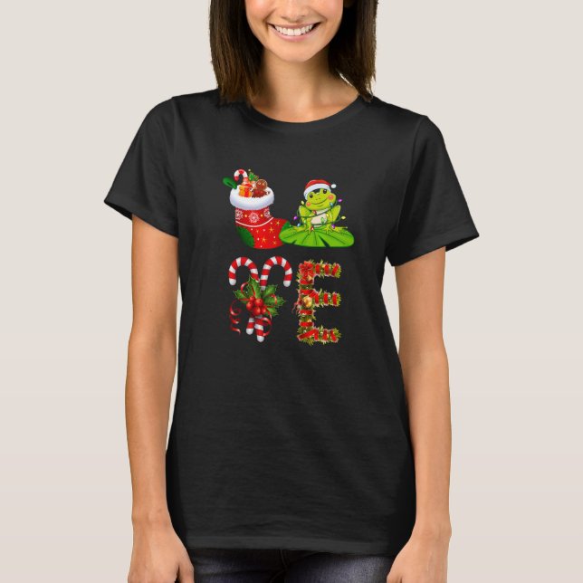 Frog Christmas Lights Led  Santa Hat Christmas T-Shirt (Vorderseite)