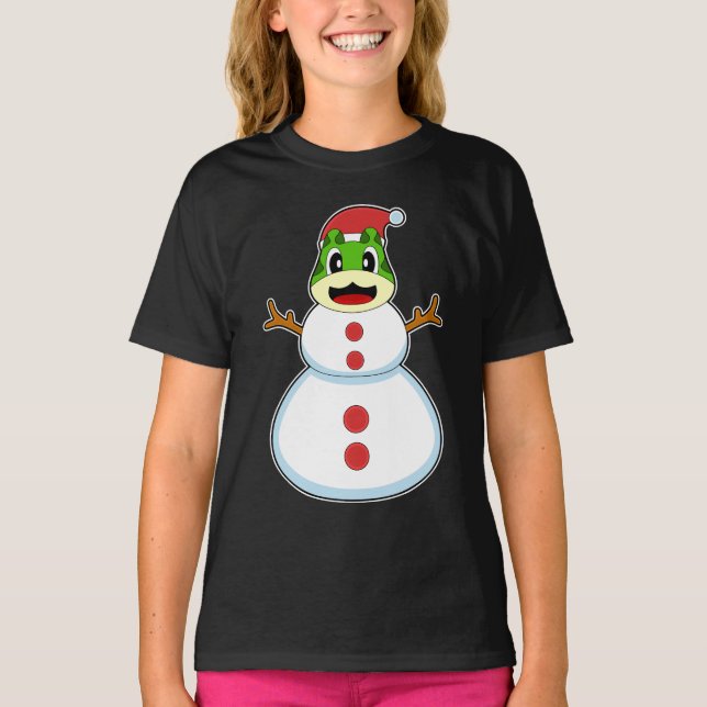 Frog Christmas Snowman T-Shirt (Vorderseite)