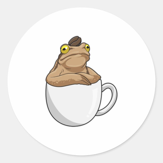 Frog Coffee Coffee Bean Runder Aufkleber (Vorderseite)