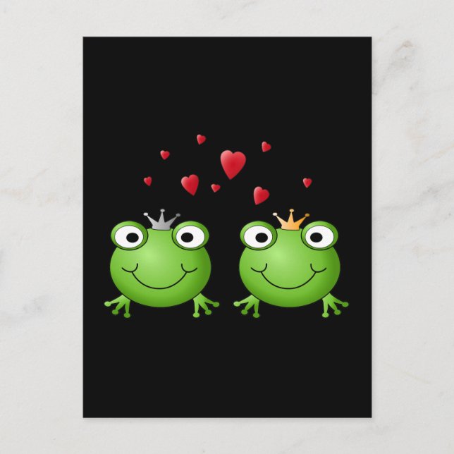 Frog Couple mit Herzen. Postkarte (Vorderseite)