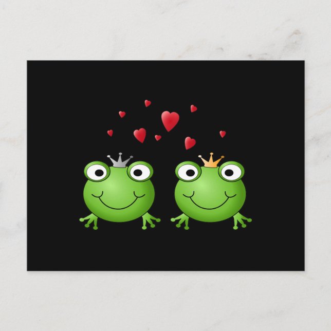 Frog Couple mit Herzen. Postkarte (Vorderseite)