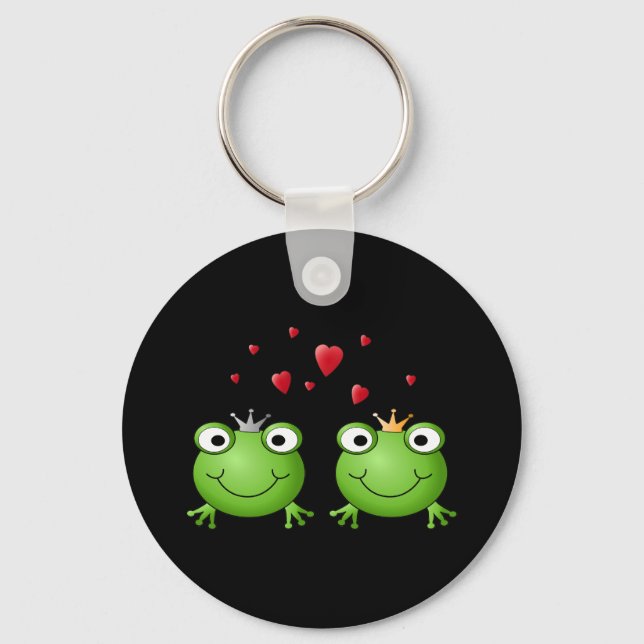 Frog Couple mit Herzen. Schlüsselanhänger (Vorderseite)