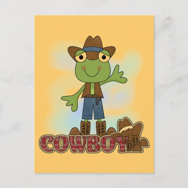 Frog Cowboy T - Shirt und Geschenke Postkarte (Vorderseite)