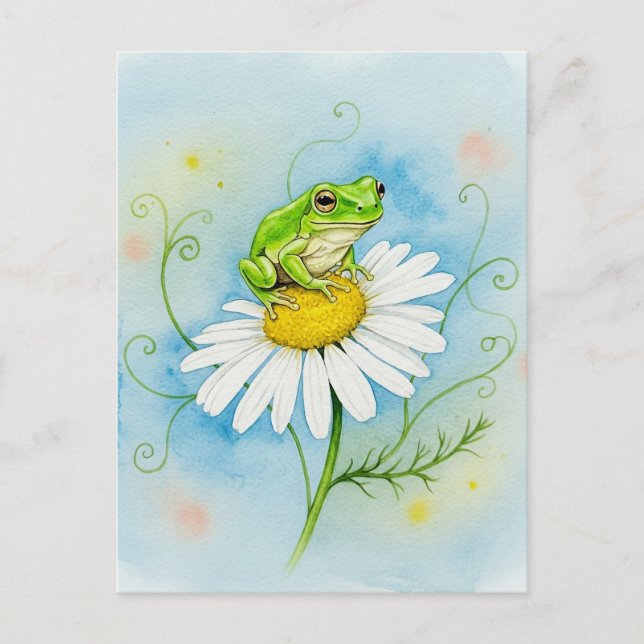 Frog Daisy Daydream Postcard für das Postüberquere Postkarte (Vorderseite)