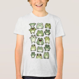 Frog Doodle Pattern - Kawaii Gift for Kids Tri-Blend Shirt