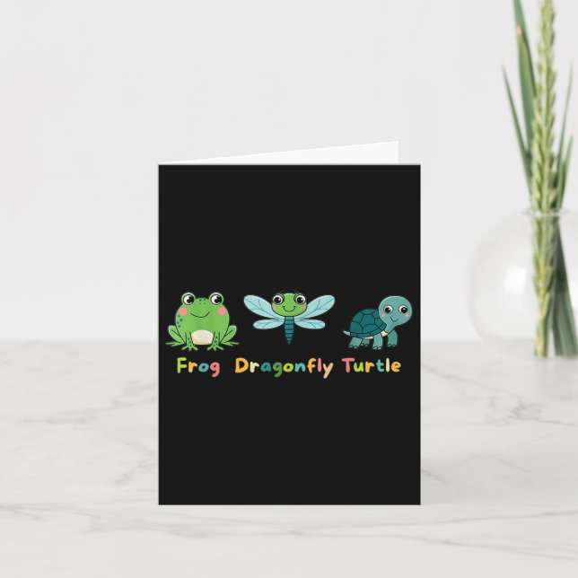Frog Dragonfly Niedliche Kinder Tierfreunde Karte (Vorderseite)