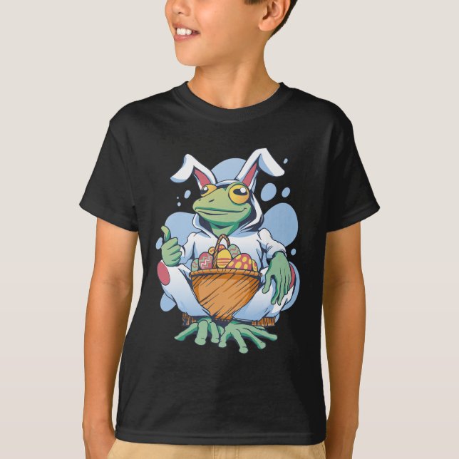 Frog Dressed As Easter Bunny With Eggs  T-Shirt (Vorderseite)
