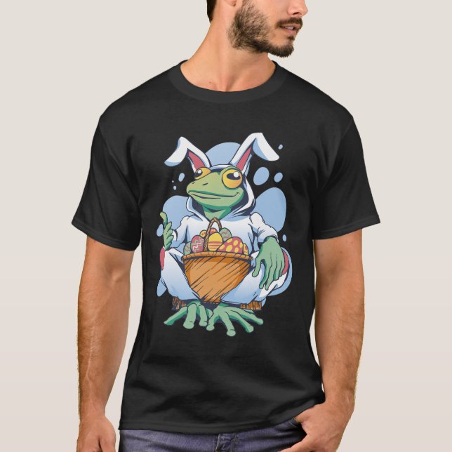 Frog Dressed As Easter Bunny With Eggs  T-Shirt (Vorderseite)