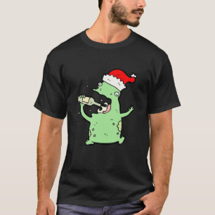 Frog Drink Beer Funny Weihnachtsmannmütze Frogs L T-Shirt