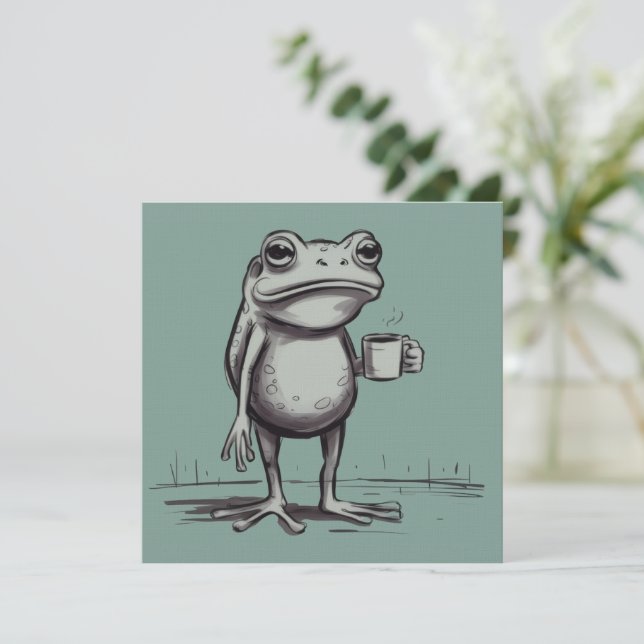Frog Drinking Coffee Meme Mystical Toad Frog Lover Einladung (Stehend Vorderseite)