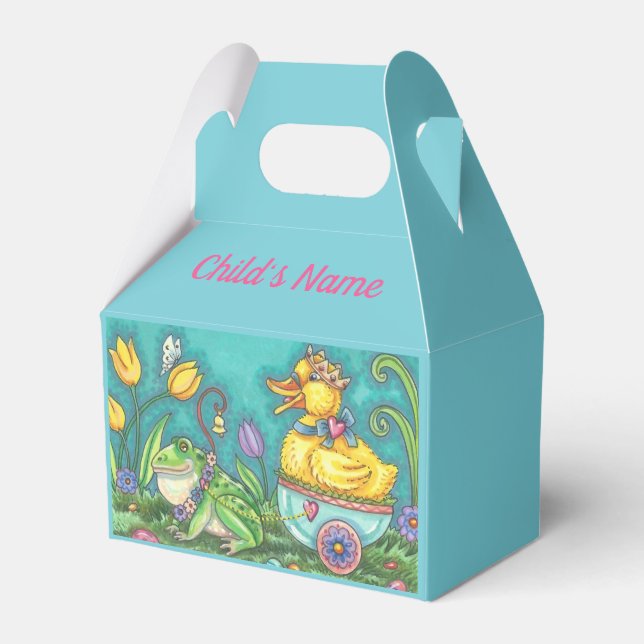 FROG & DUCK EASTER EGG GABLE FAVOR BOX Personalisi Geschenkschachtel (Vorderseite)
