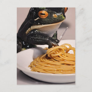 Frog Eating Spaghetti Postcard Postkarte