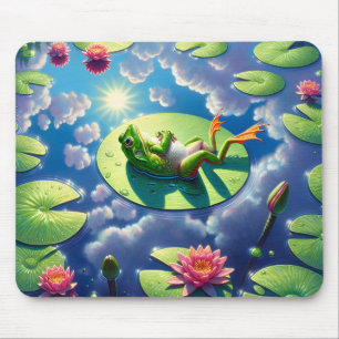 Frog entspannt auf einem Lilienwagen Mousepad