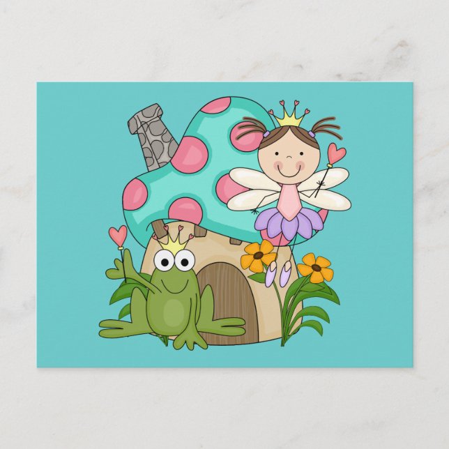 Frog Fairy Toadstool House Tshirts und Geschenke Postkarte (Vorderseite)