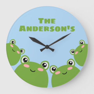 Frog Family Große Wanduhr