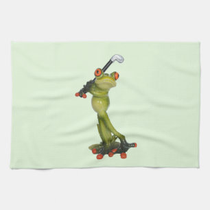 Frog Figurine Golfer auf Küche & Sporttücher Geschirrtuch