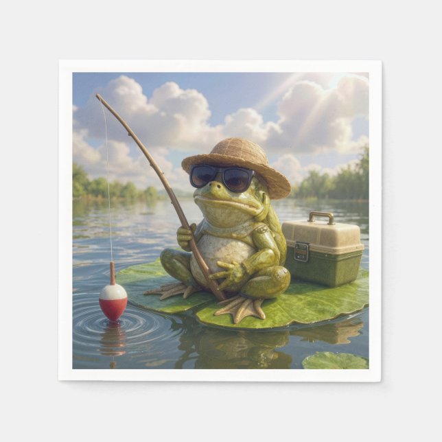 Frog Fishing From a Lily Pad Serviette (Vorderseite)