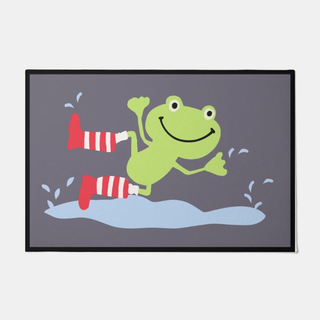 Frog Font Porch Mat, Dancing Frog Welcome  Fußmatte (Vorderseite)