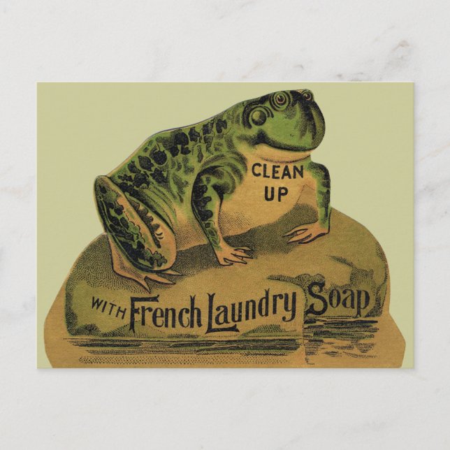 Frog French Wäsche Seife Postkarte (Vorderseite)