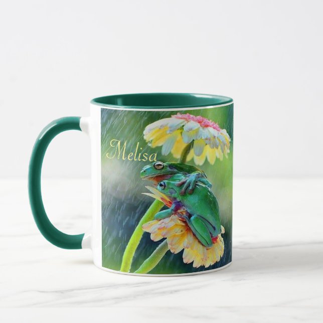 Frog Friends Blume erhalten Geschenkname Kaffee Tasse (Links)