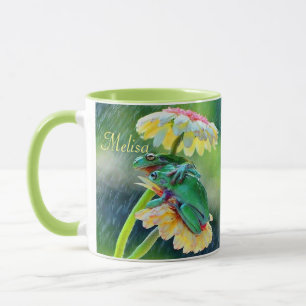 Frog Friends Blume Regen Name Kaffee Tasse