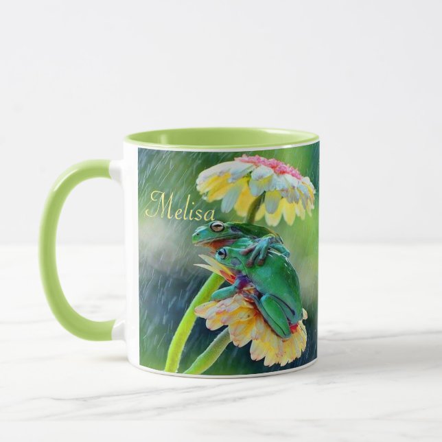 Frog Friends Blume Regen Name Kaffee Tasse (Links)