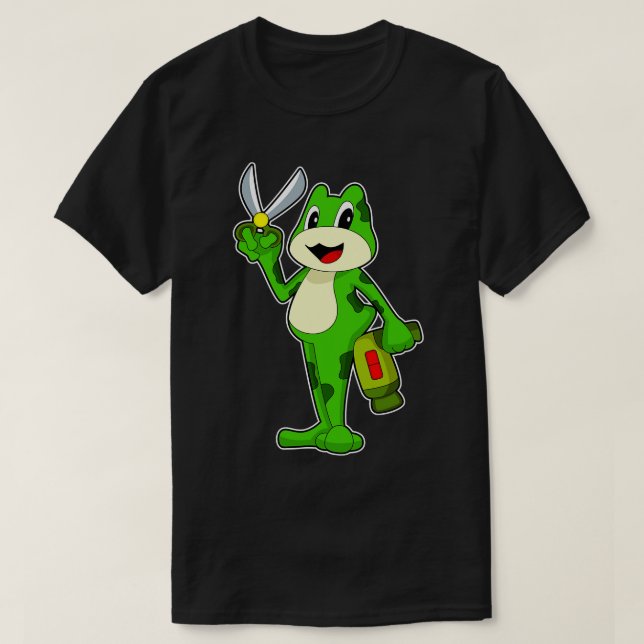 Frog Friseur Schere Haartrockner T-Shirt (Design vorne)