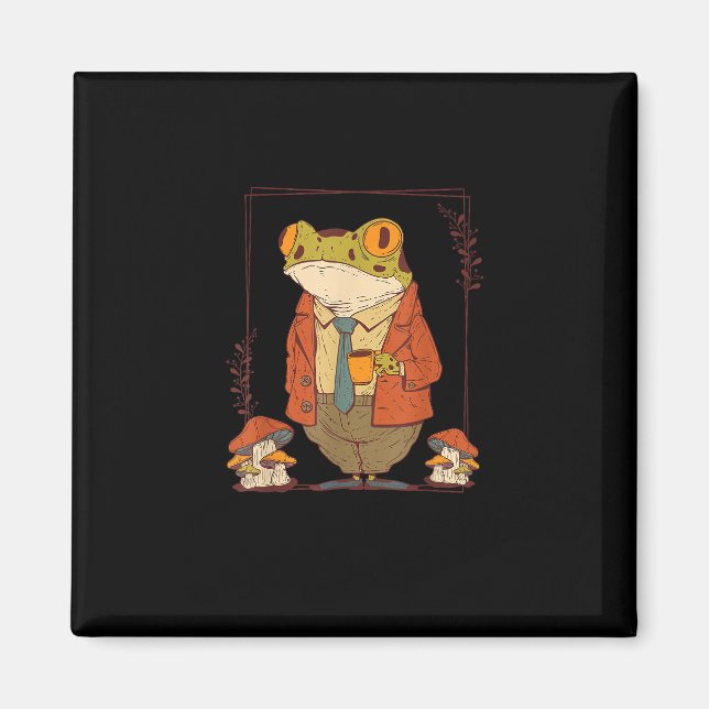 Frog Goblincore Academia Aesthetic Mushroom Magnet (Vorne)