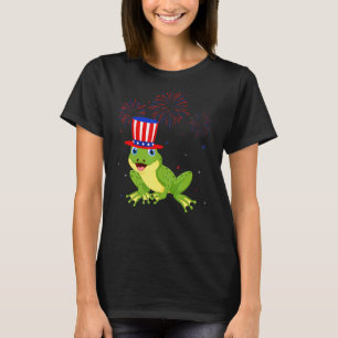 Frog Graphic Red White Fireworks Decor 4. T-Shirt