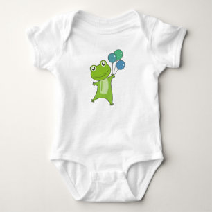 Frog Green Balloons Funny Animals Kinder Baby Strampler