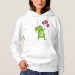 Frog Green Balloons Funny Animals Kinder Hoodie