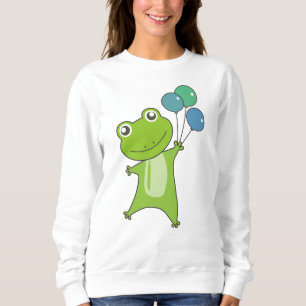 Frog Green Balloons Funny Animals Kinder Sweatshirt