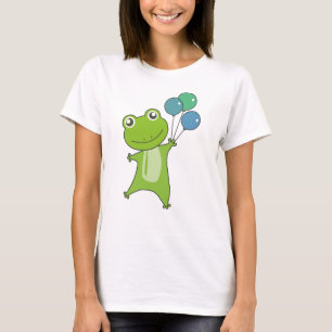Frog Green Balloons Funny Animals Kinder T-Shirt