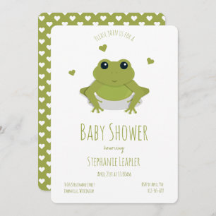 Frog Green Süße Tier Baby Dusche Einladung