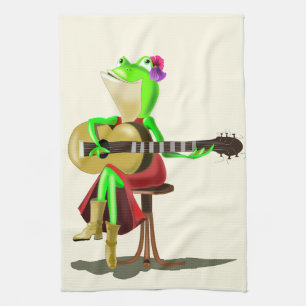 Frog Guitar Player Fun Kitchen Towel - Painting Geschirrtuch