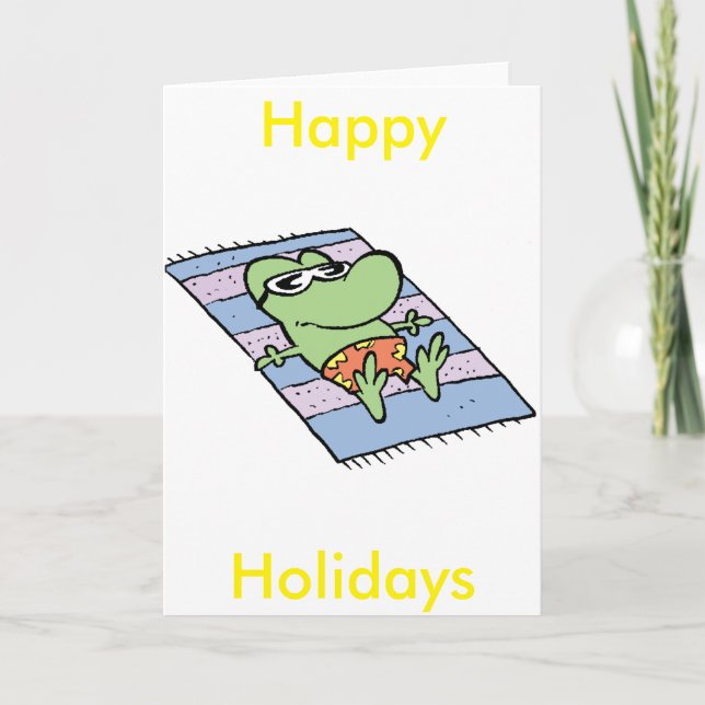 Frog Happy Holidays Cartoon Card Feiertagskarte (Vorderseite)
