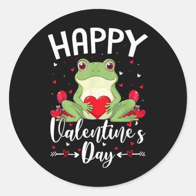 Frog Holding Herz Lieben Happy Valentines Day Runder Aufkleber (Vorderseite)