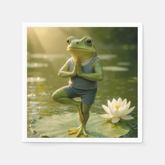 Frog In a Yoga Tree Pose Serviette (Vorderseite)