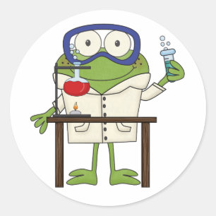 Frog in the Science Lab Runder Aufkleber