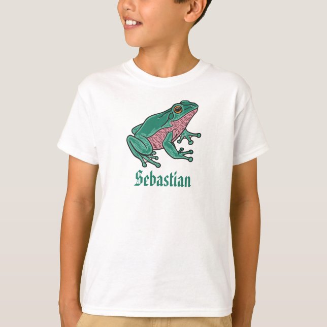 Frog Kids T-Shirt customizable Animal Tee for Boys (Vorderseite)