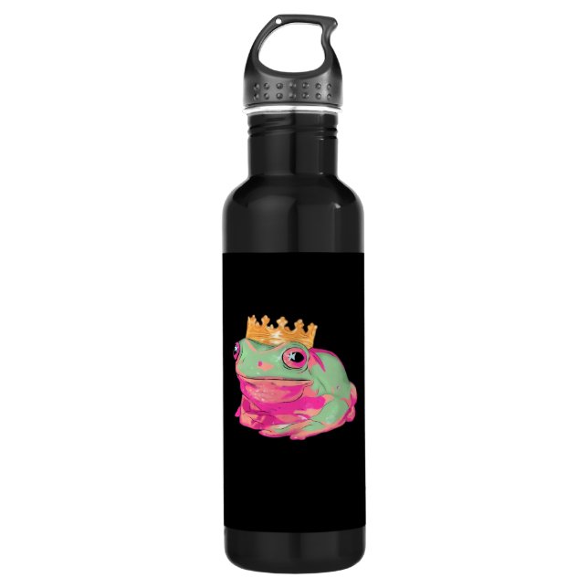 Frog King Funky Meme Classic Style Edelstahlflasche (Vorderseite)